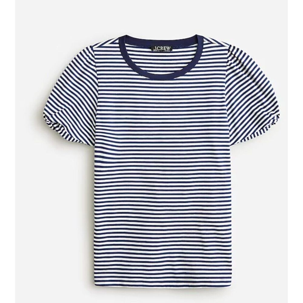 J.Crew Vintage Jersey Puff-Sleeve Striped T-Shirt Size XXSmall Cotton